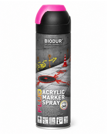 Aerozoliniai konstrukcijų žymėjimo dažai BIODUR, fluo rožiniai, 500 ml